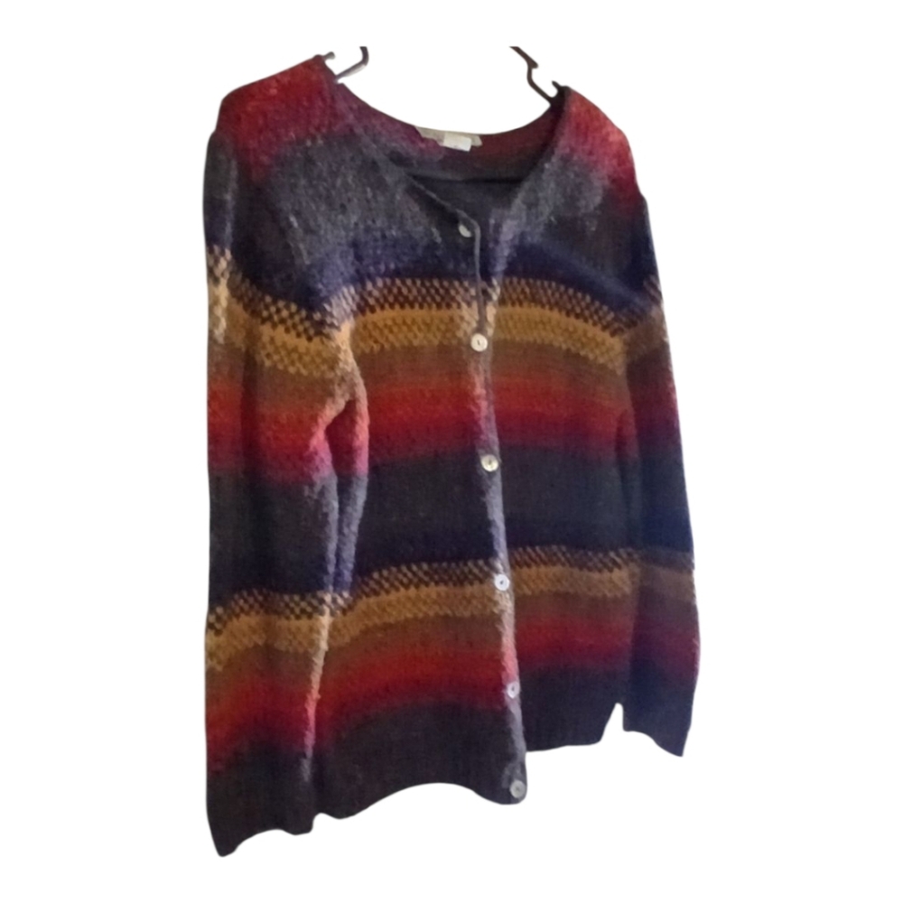 z Dress Barn Red and Yelliw Striped Women's Sweater - M